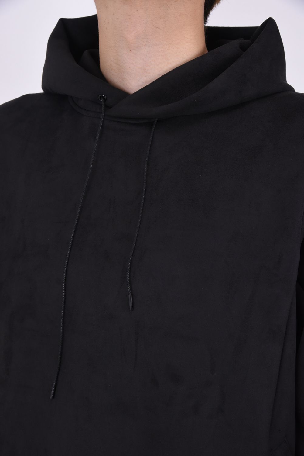 suède jersey solid pullover hoodie / スウェードジャージ プルオーバーフーディー ブラック