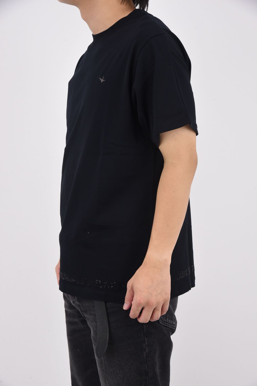 【25AW】 RHINESTONE HEM T-SHIRT / ラインストーン ヘムシルケット Tシャツ (ブラック)