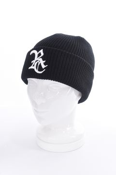 COTTON KNIT CAP / RCロゴ コットンニットキャップ （ブラック / ホワイト)