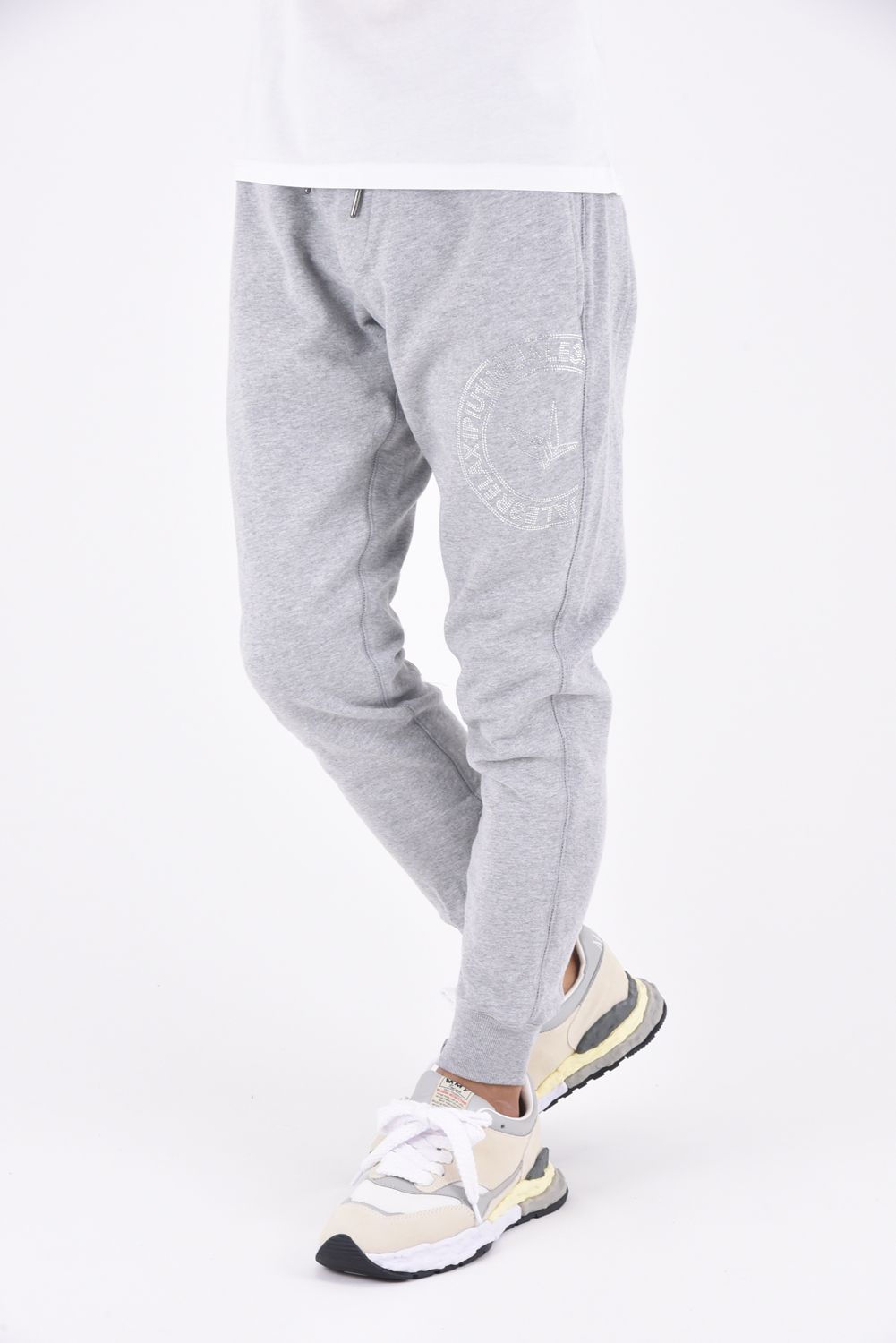 1PIU CIRCLE LOGO RHINESTONE PANTS / 1PIUサークルロゴ ラインストーン スウェットパンツ トップグレー