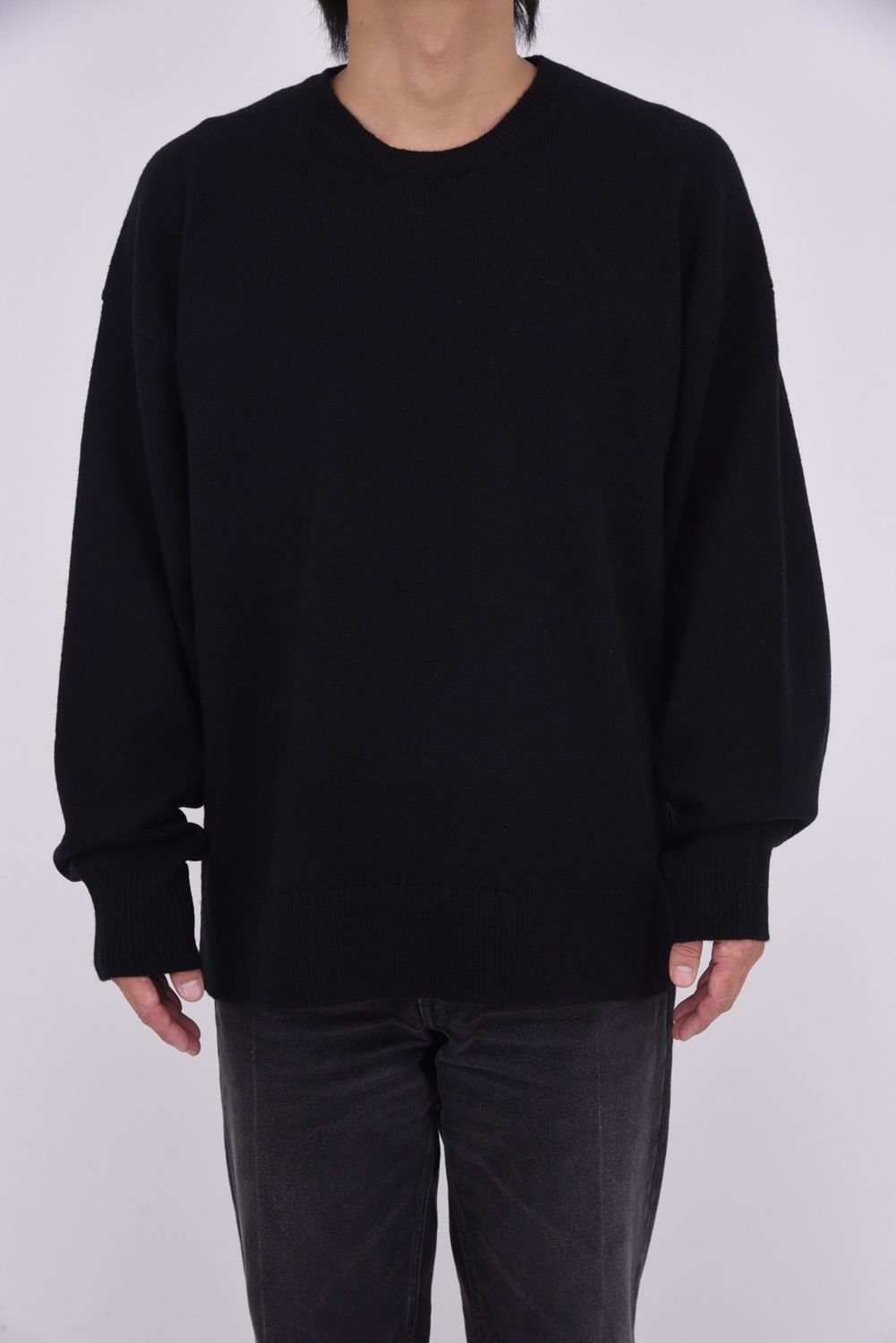 CREW NECK KNIT / ウール クルーネック ニット (ブラック)