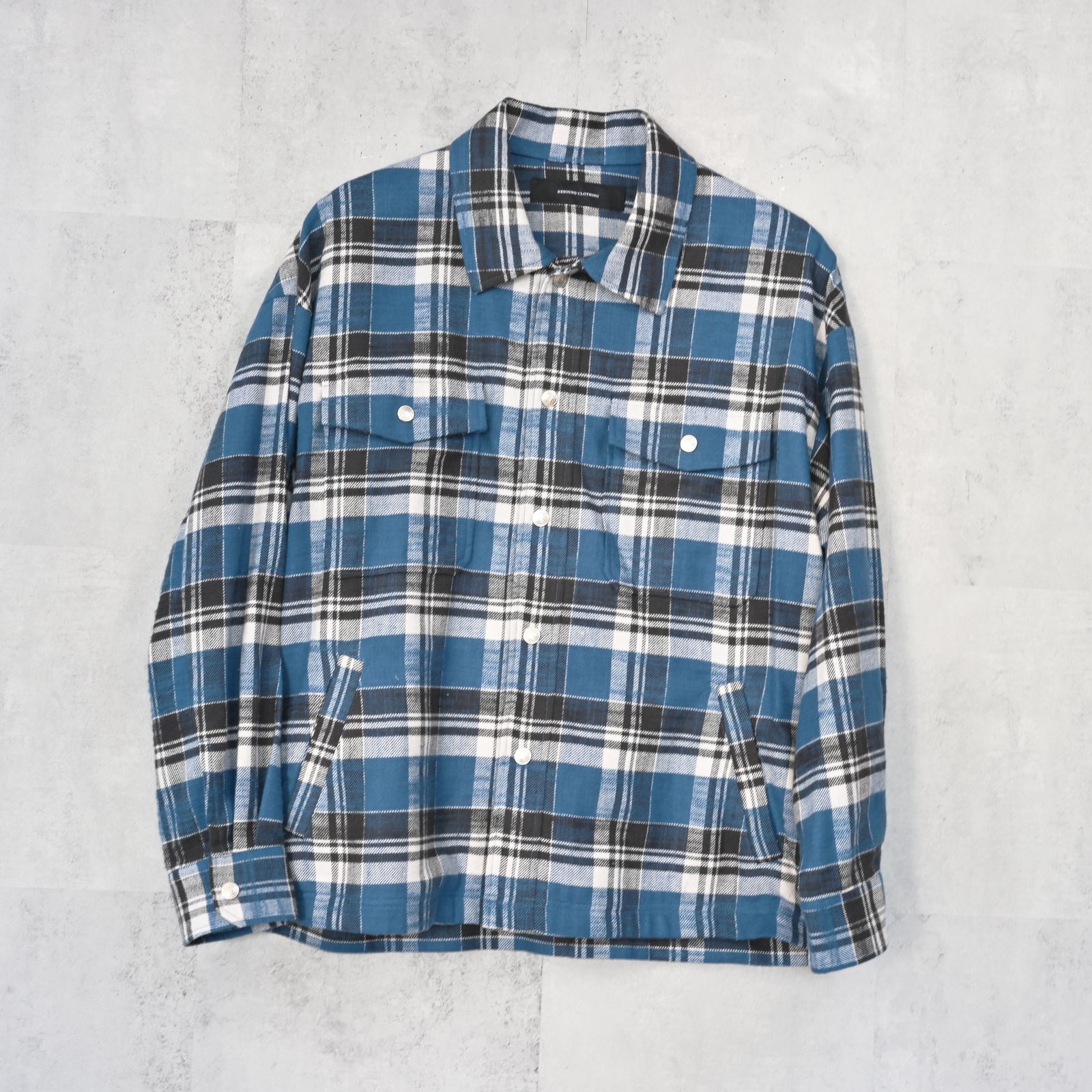 old slabl check  JK  / スラブチェック柄 オーバーサイズ ヴィンテージネルジャケット (ブルー) (12月末入荷予定) ※オーダー締切:9月7日(月)17時
