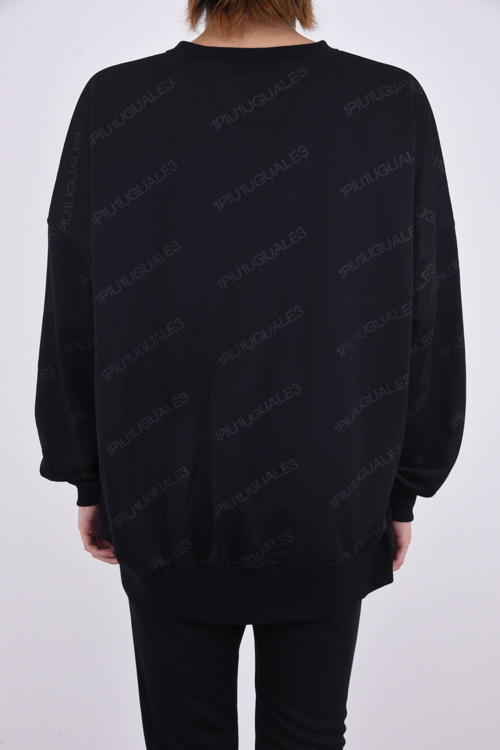DROP SHOULDER CREW RAIN MAKER / バイアス総柄プリント ドロップショルダー クルースウェット ブラック