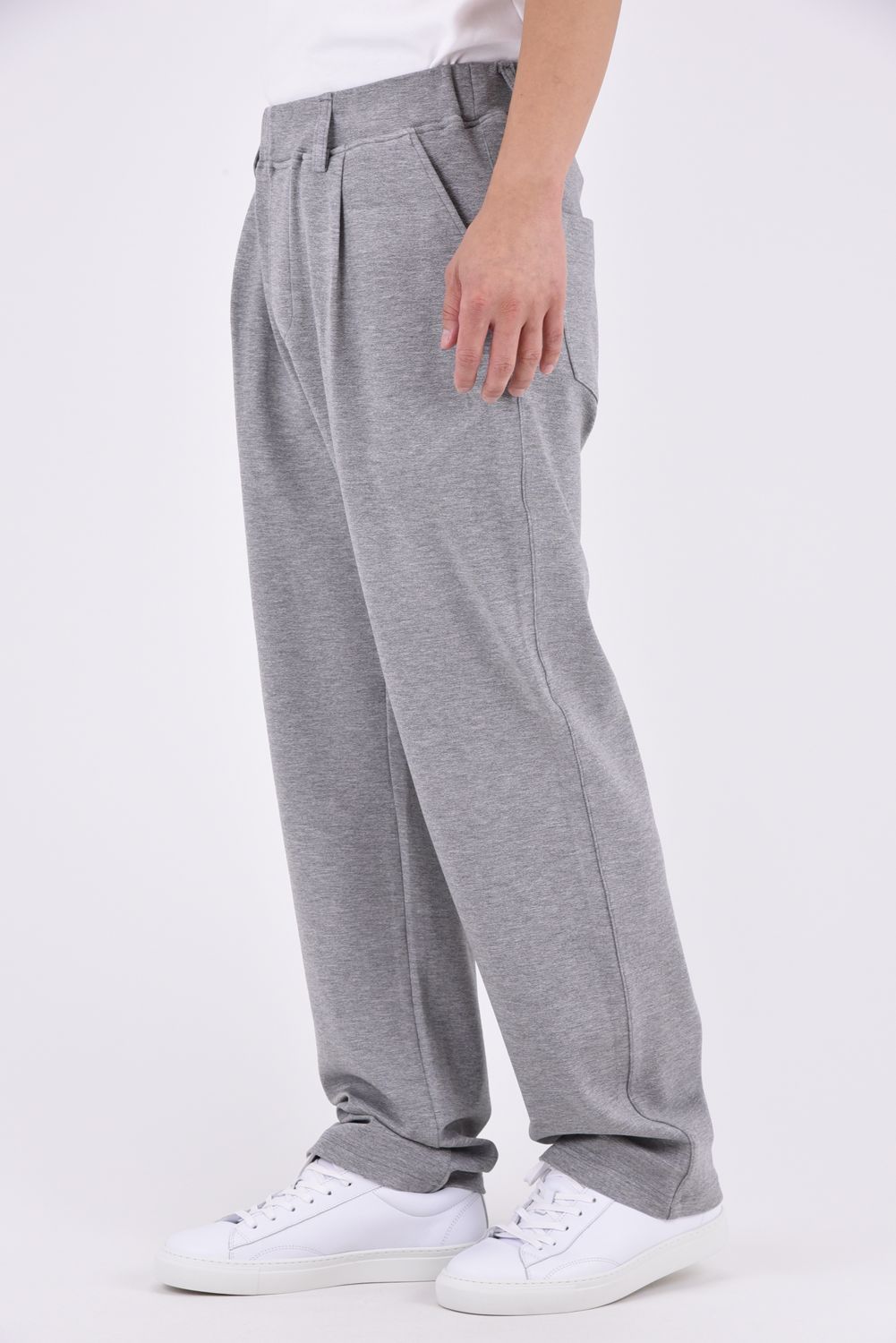 CHRIS EASY WIDE TUCK PANTS / ブリスターニット ワンタック イージーパンツ (グレー)