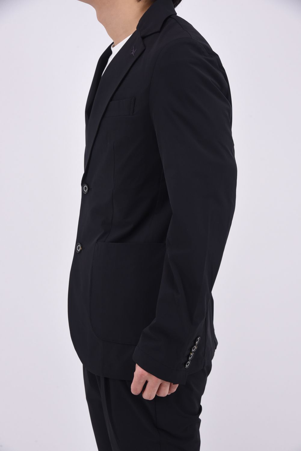 【26SS】【セットアップ】 NYLON JACKET & SLACKS / ナイロン テーラードシングルジャケット&イージースラックス (ブラック)