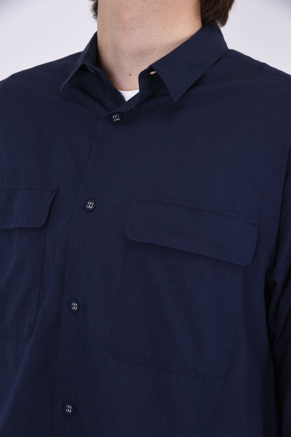 LONG SLEEVES SHIRT / コットン ロングスリーブシャツ ネイビー