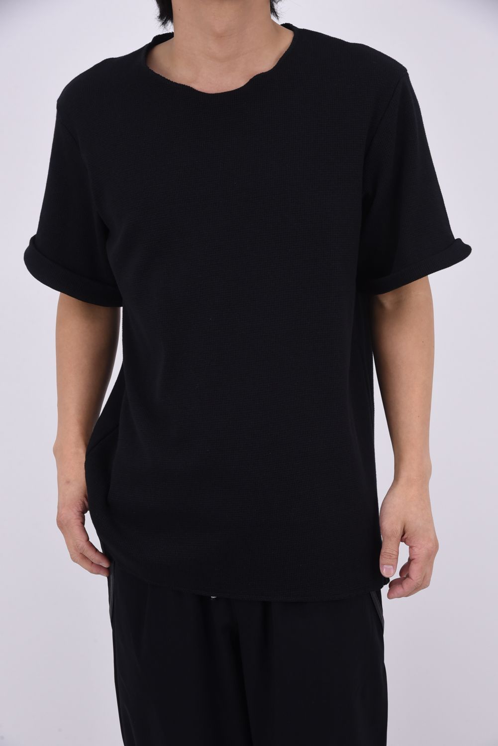 CUT OFF THERMAL TEE / カットオフ サーマル Tシャツ (ブラック)