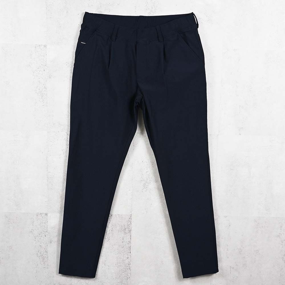 CHRIS EASY HEAT TUCK PANTS / 【定番商品】 ナイロンストレッチ 裏起毛 スラックスイージータックパンツ (ネイビー) (10月下旬入荷予定) ※オーダー締切:9月7日(月)17時