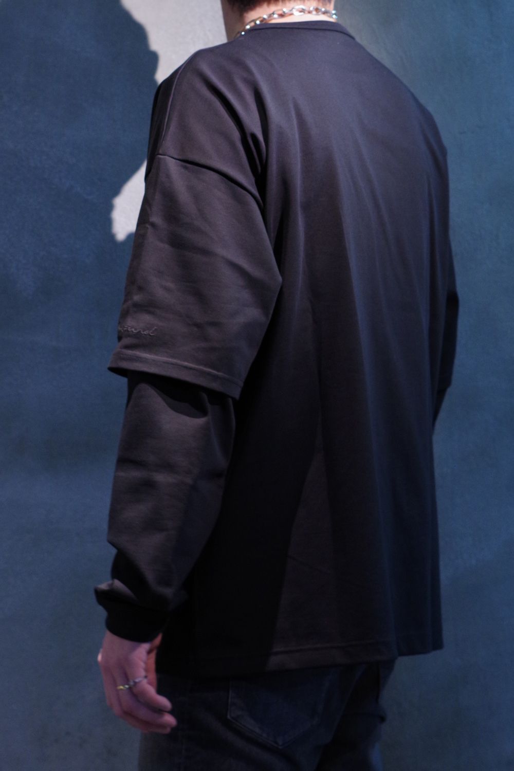 【gossip別注】 FAKE LAYERED LONGSLEAVE / ロングスリーブフェイクレイヤードTシャツ ブラック