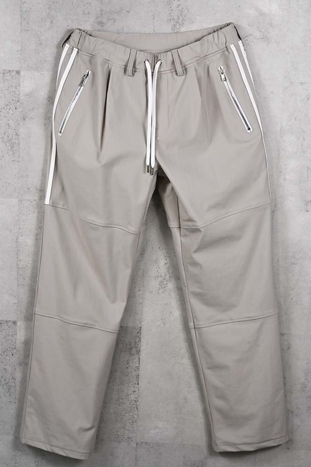 JOHNSON LINE WIDE HEAT PT / 裏起毛 ハイブリットジャージー ワイドテーパード ラインパンツ (グレー/ホワイト) (10月末入荷予定) ※オーダー締切：9月1日(月)18:00