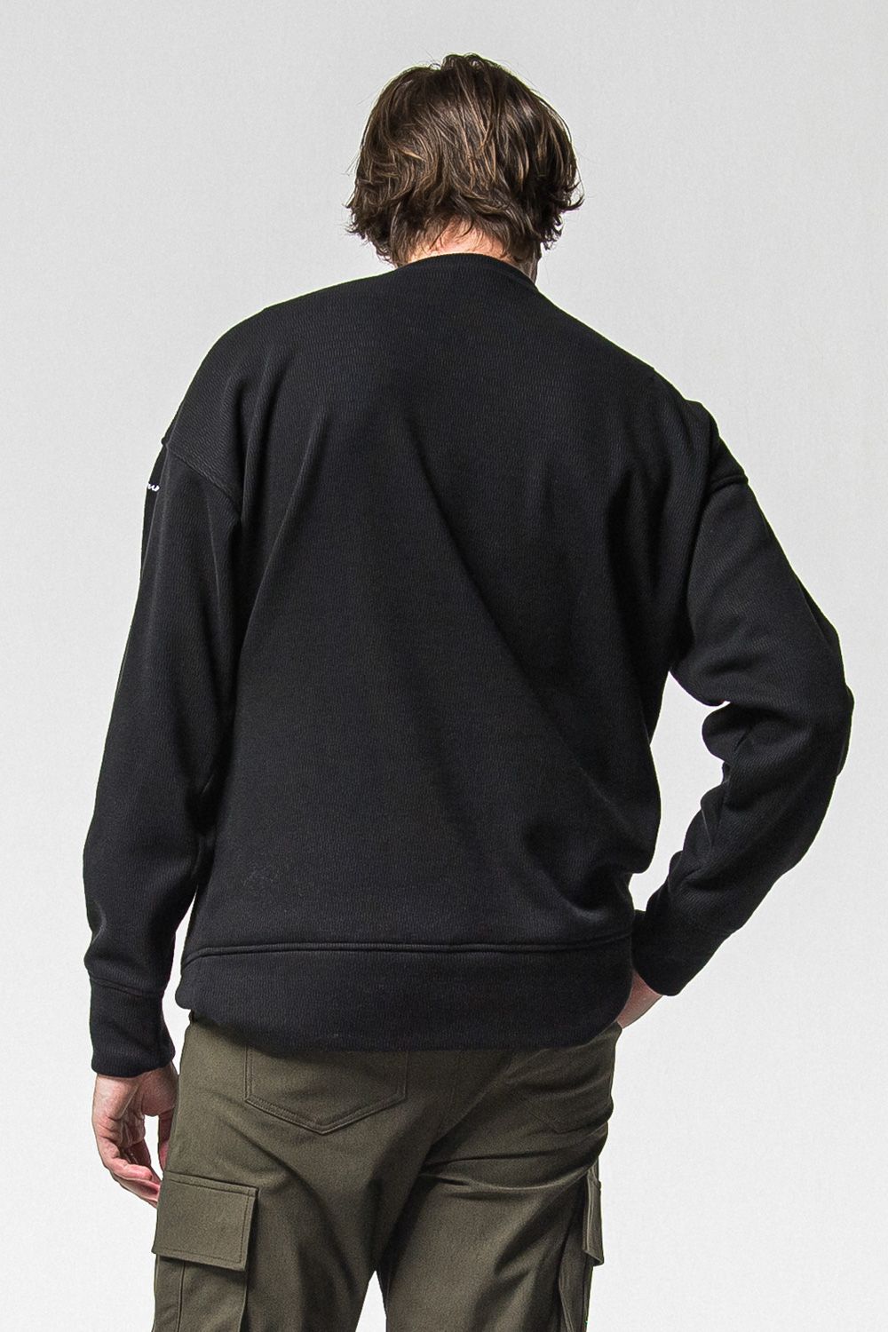 VELOURS FLEECE THERMAL  LOOSE TRAINER / 裏起毛 サーマル生地 ロングスリーブ トレーナー (ブラック) (10月中旬入荷予定) ※オーダー締切：9月1日(月)18:00