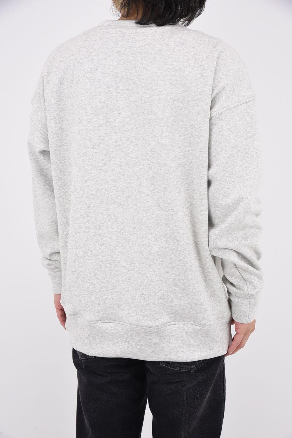 COLLEGE VELOURS FLEECE DORP TRAINER / カレッジロゴ 裏起毛 ルーズトレーナー グレーグリーン