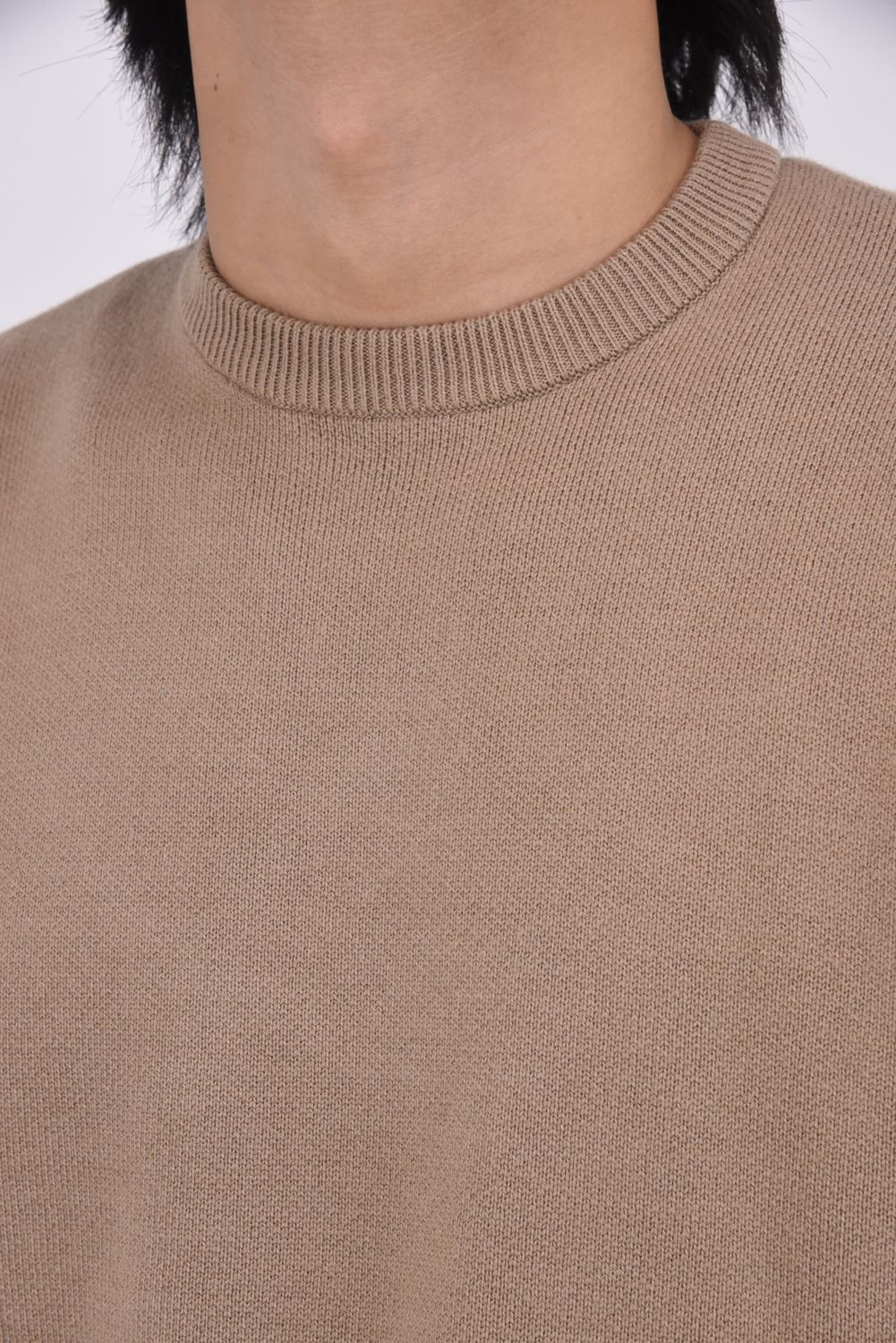 BIG PATCH BIG PIS NAME CREW NECK KNIT / ビッグパッチ ピスネーム クルーネックニット (ベージュ)