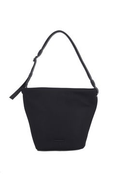 ESSENTIAL DOUBLE RUSSELL HOBO MIDIUM / メッシュ素材 レザーストラップ ショルダートートバッグ (ブラック)