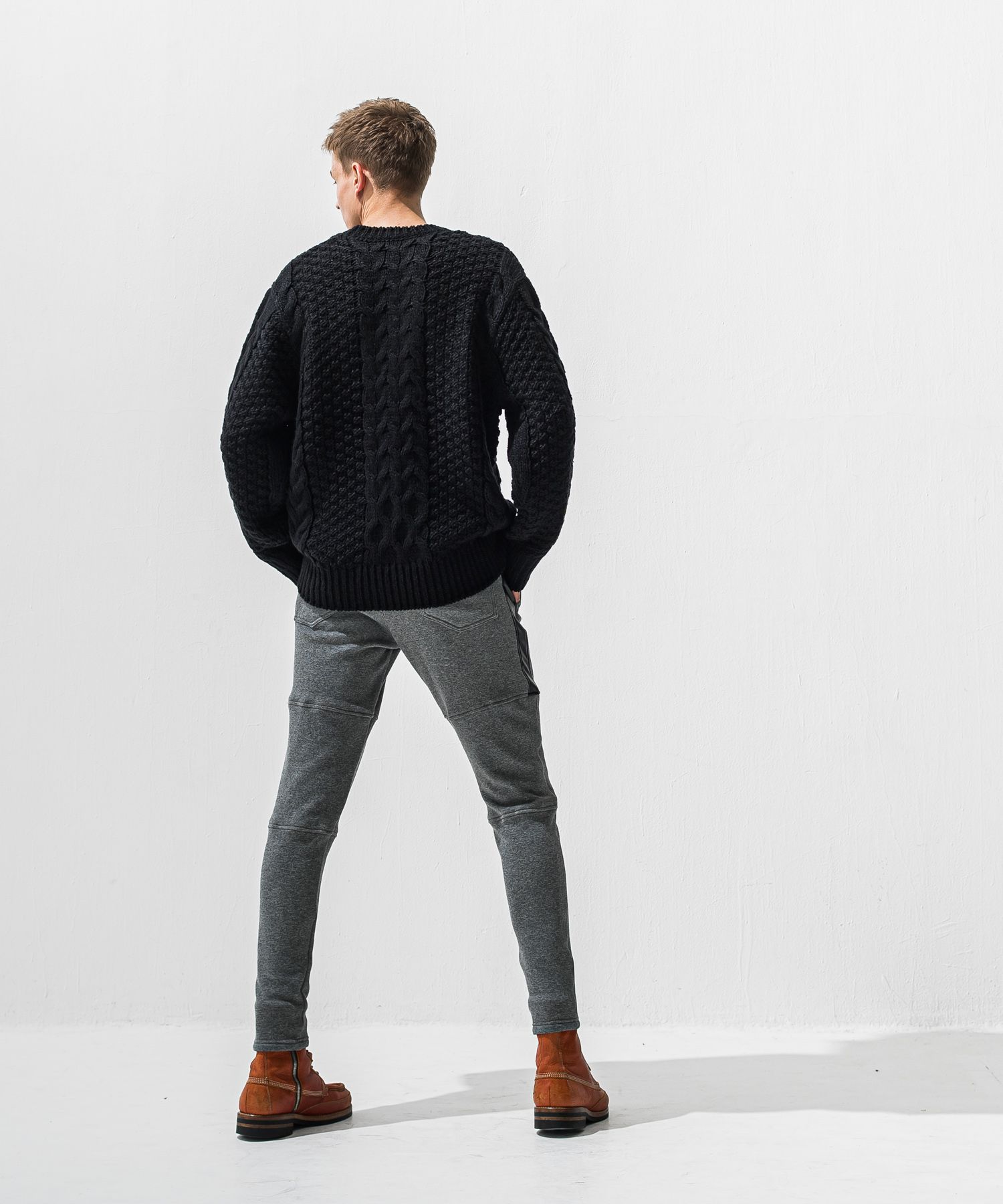 VELOURS FLEECE JT PT / 裏起毛 ベロアフリース ワンタックラインパンツ (チャコール) (11月中旬入荷予定) ※オーダー締切:9月7日(月)17時