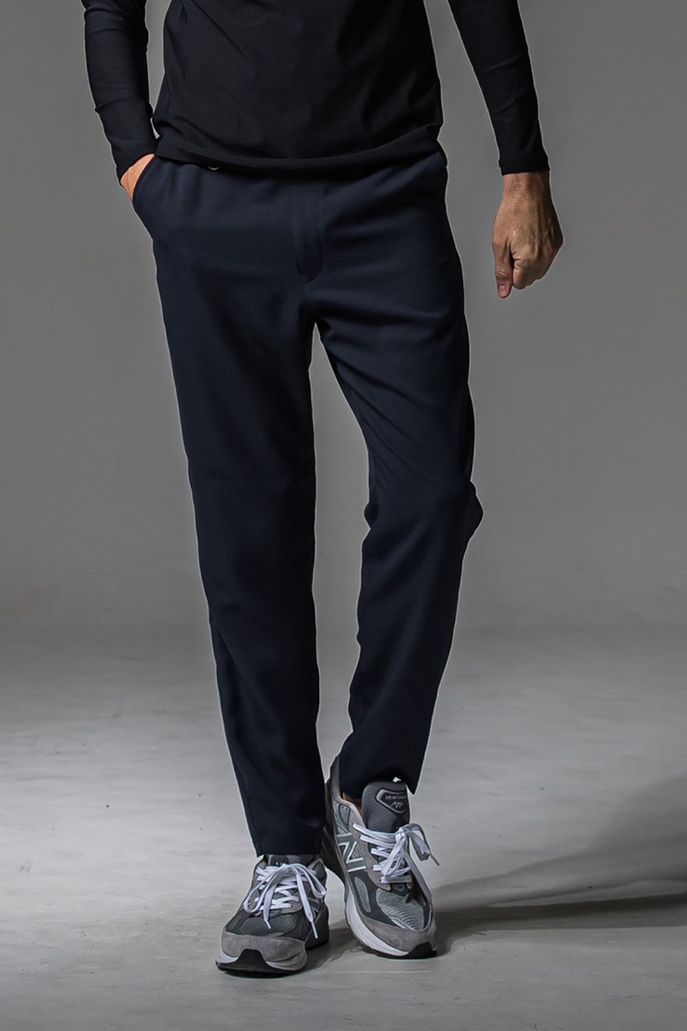 PAT WIDE EASY PANTS / ツイル生地 ワイドテーパード イージースラックス (ネイビー) (4月中旬入荷予定) ※オーダー締切:2月15日(日)18時