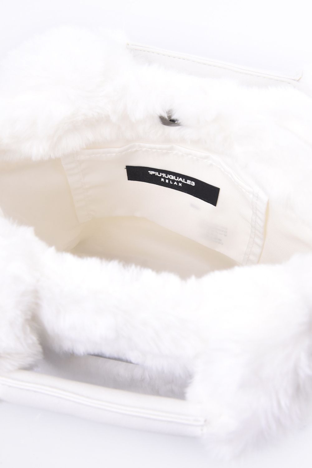 SILVER LOGO PLATE FUR MINI TOTE BAG / シルバーロゴプレートファーミニトートバッグ(ホワイト)
