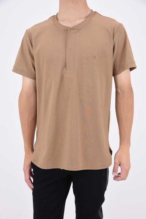 ROUND BIG HENLEY T / ラウンドカット ヘンリーネックTシャツ キャメル
