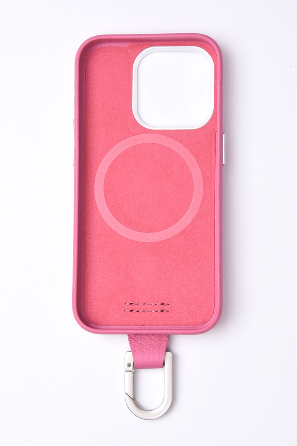 CARABINER-CASE / カラビナ付 iPhone レザーケース (ショッキングピンク)