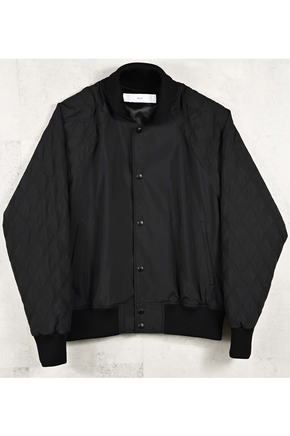 PB VARSITY JACKET / ラグランスリーブ ダイヤモンドキルティング バーシティジャケット (ブラック) (2月中旬入荷予定) ※オーダー締切12/13(土)17:00