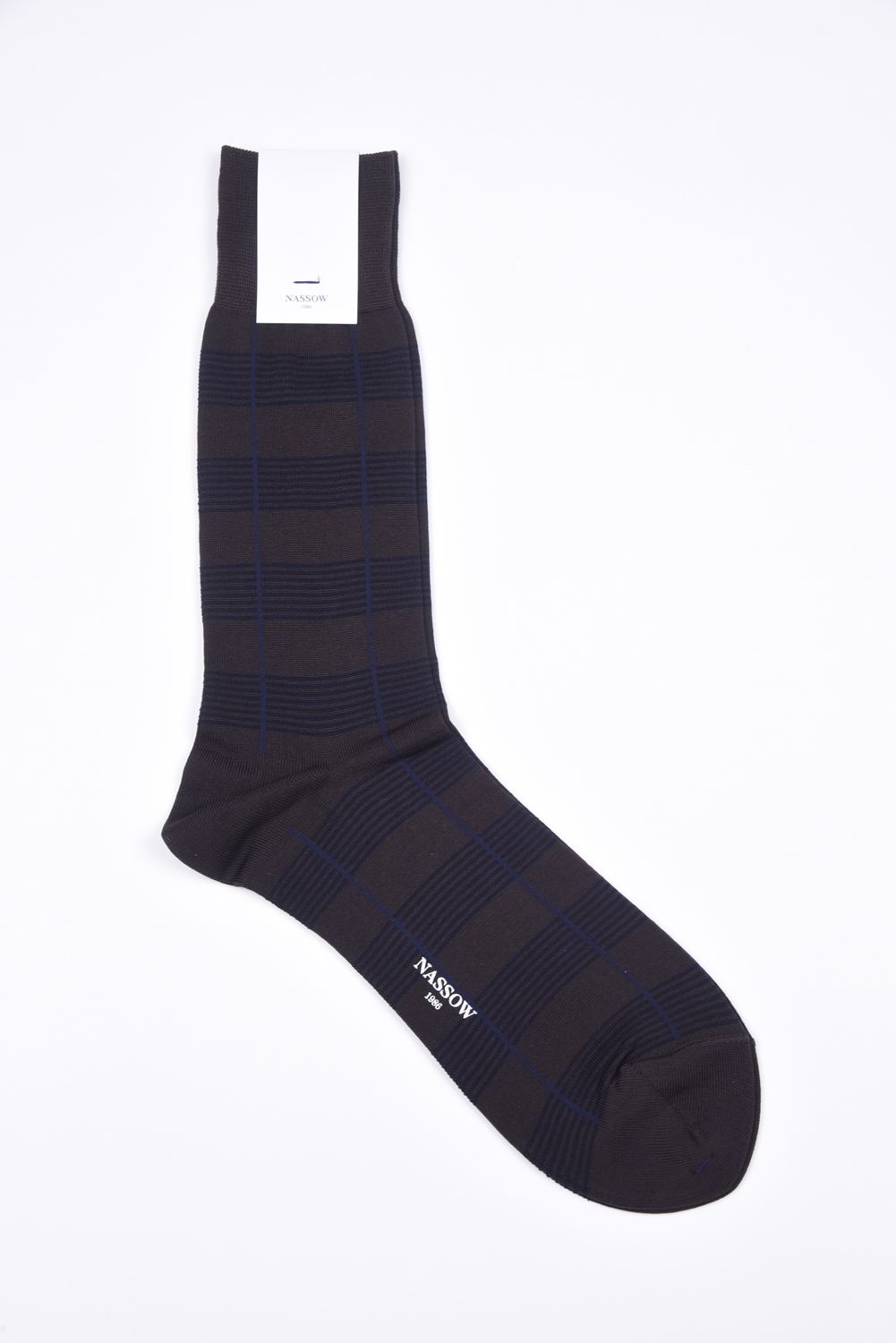 DRESS CHECK RIB / 日本製 ガスシルケットコットン リブソックス ブラウン