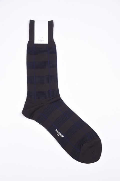 DRESS CHECK RIB / 日本製 ガスシルケットコットン リブソックス ブラウン