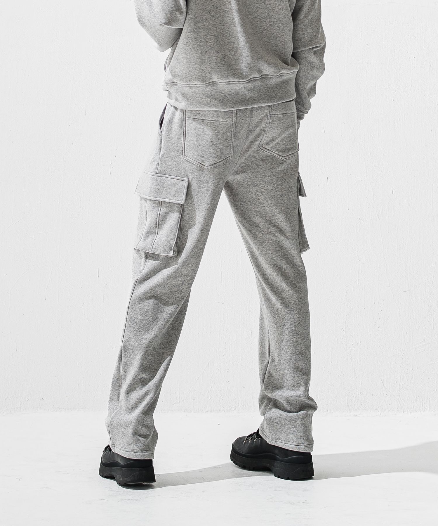 VELOURS FLEECE WIDE HEAD CARGO / 裏起毛 ベロアフリース ワンタックカーゴパンツ (グレー) (11月中旬入荷予定) ※オーダー締切:9月7日(月)17時