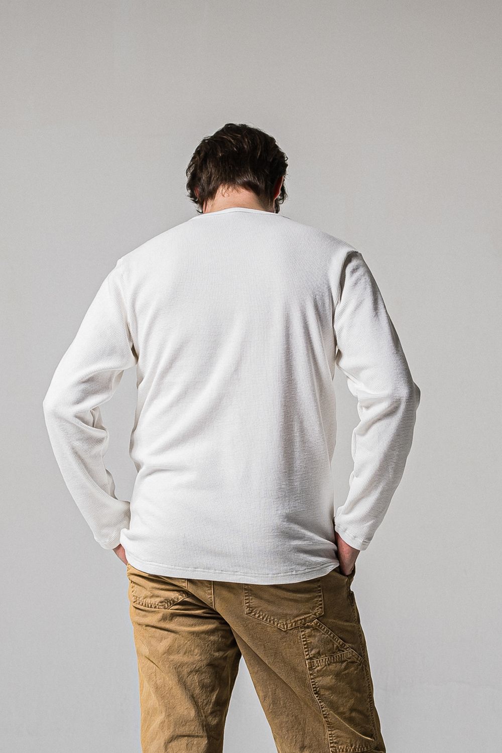 WAFFLE HENRY TEE / ワッフル ヘンリーTシャツ (ホワイト) (1月中旬入荷予定)