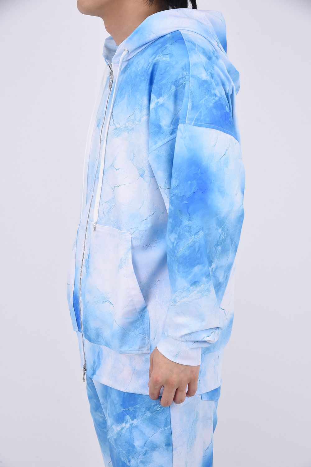 RUSH  OVER  ZIPUP HOODIE / ラッシュオーバー ジップアップパーカー マーブルブルー