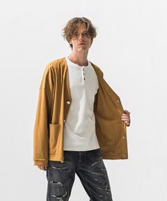 suede cardigan / エコスエード オーバーサイズ スウェードカーディガン (ベージュ) (1月上旬入荷予定) ※オーダー締切:9月7日(月)17時