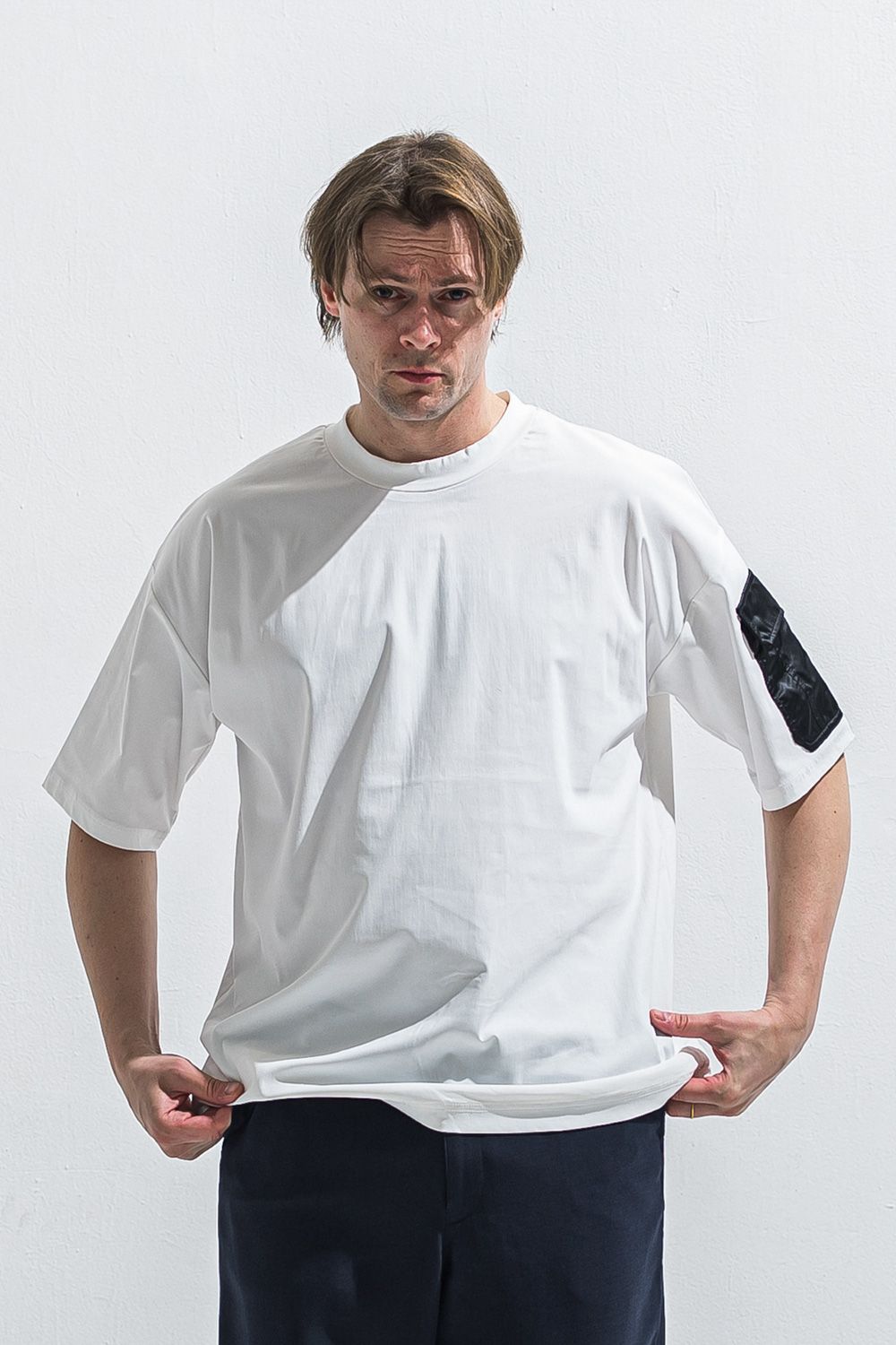 militaryPocket nylon OVER TEE / ミリタリーポケット ナイロン オーバーサイズ Tシャツ （ホワイト） (6月上旬入荷予定) ※オーダー締切:2月15日(日)18時