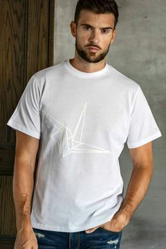 BIG CRANE T-SHIRT / 折り鶴プリント クルーネック Tシャツ ホワイト