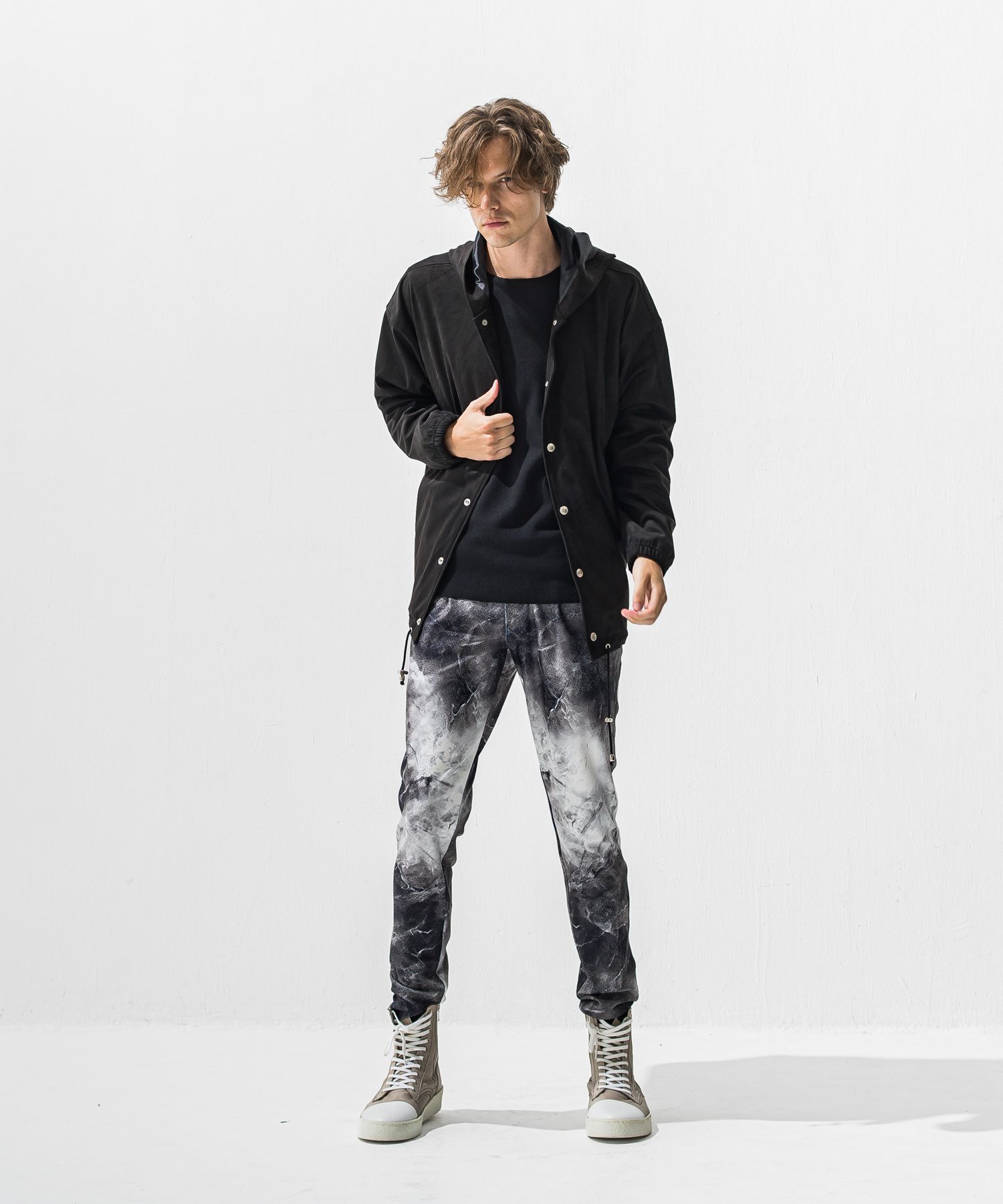 VELOURS FLEECE NEO THERMAL / 裏起毛 ベロアフリース カットオフサーマル (ブラック) (10月下旬入荷予定) ※オーダー締切:9月7日(月)17時
