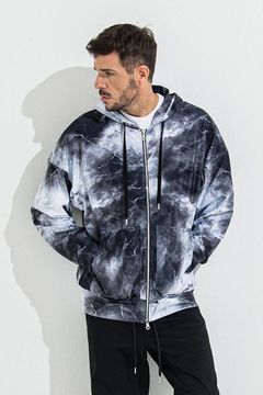 RUSH  OVER  ZIPUP HOODIE / ラッシュオーバー ジップアップパーカー マーブルブラック