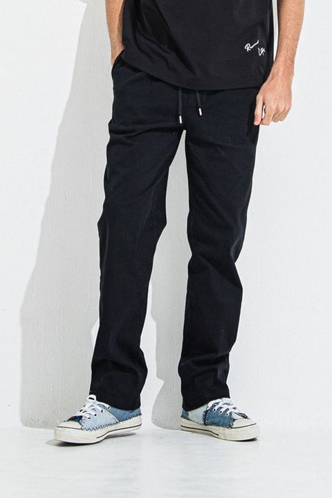 DENIM JERSEY WIDE PT / ジャージデニム セミワイド ワンタック スラックス型イージーパンツ ブラック