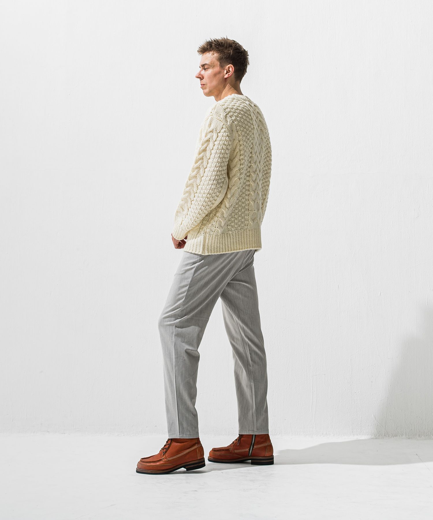 PAT WIDE EASY PANTS / ワイドテーパード イージースラックス (グレー) (12月上旬入荷予定) ※オーダー締切:9月7日(月)17時