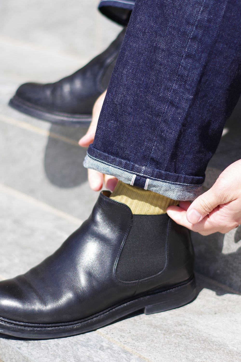 4 POCKET DENIM PANTS / 4ポケット セルヴィッジ ペグトップデニム ブルー