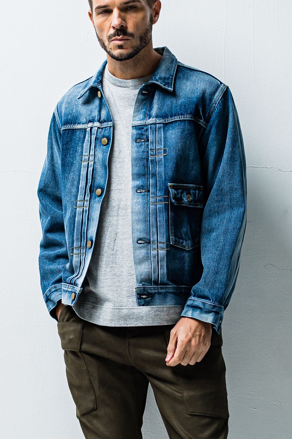 OR1st denim jk / ヴィンテージ加工 デニムジャケット インディゴユーズド
