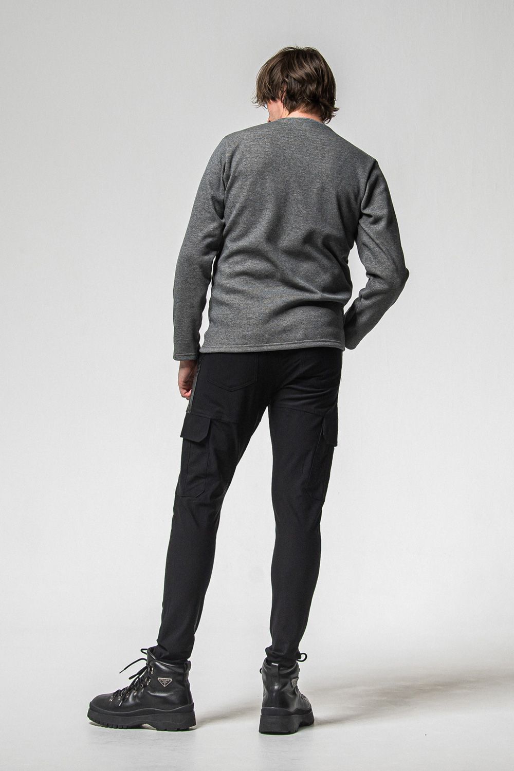 VELOURS FLEECE THERMAL HENRY / 裏起毛 サーマル生地 ロングスリーブ ヘンリーネック (グレー) (10月中旬入荷予定) ※オーダー締切：9月1日(月)18:00