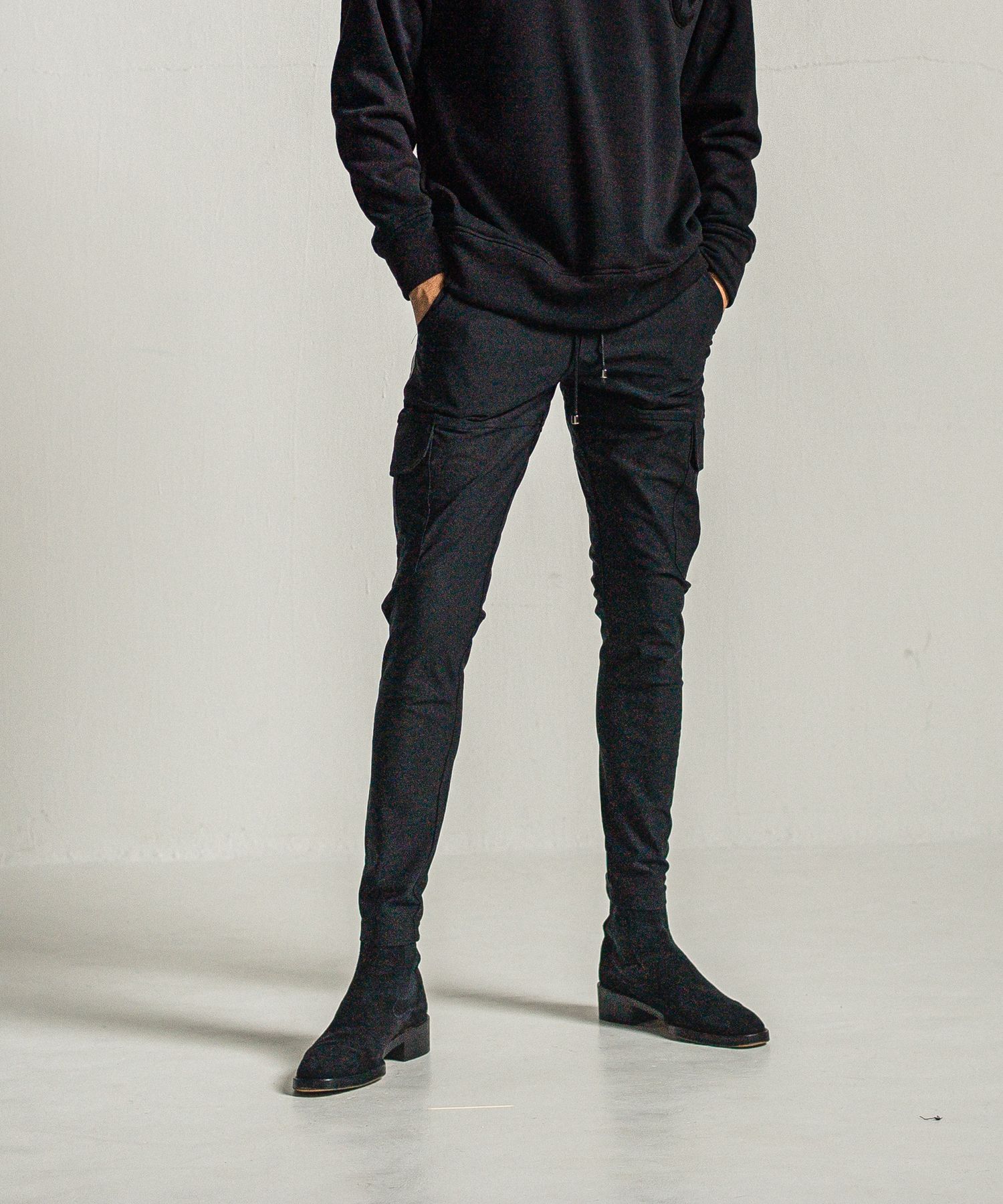 DARRELL HEAT CARGO PT / 【定番商品】 裏ボアフリース ナイロンストレッチ カーゴパンツ (ブラック) (10月下旬入荷予定) ※オーダー締切:9月7日(月)17時