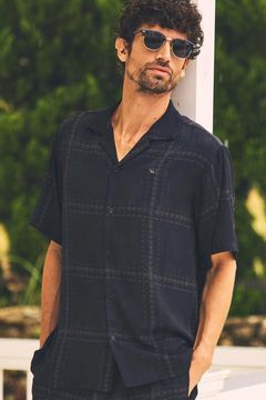 CHECKED ALOHA SHIRT / チェック アロハシャツ (ブラック)