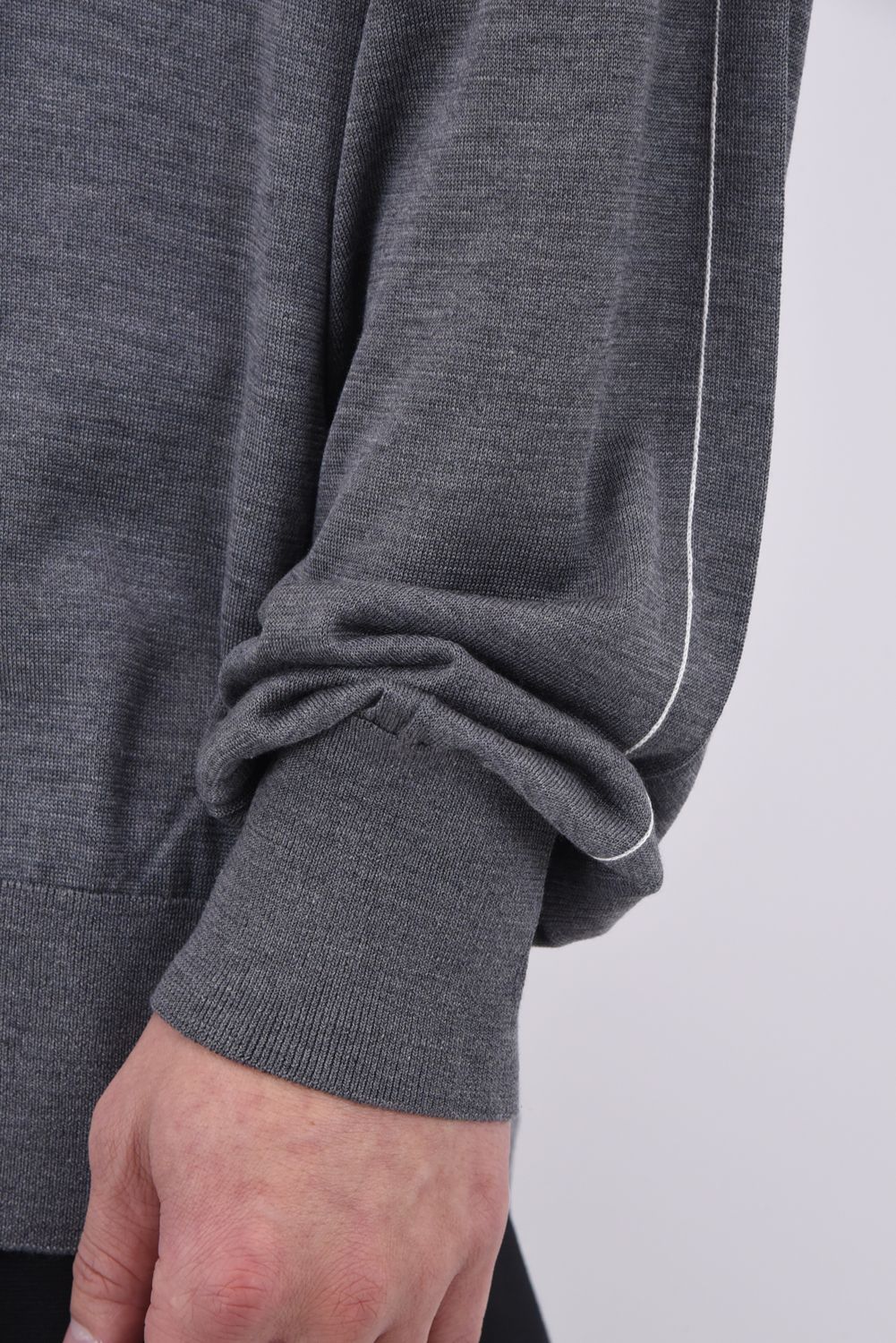 SILK ELBOW STITCH KNIT CARDIGAN / シルク エルボーステッチ ニットカーディガン (グレー)