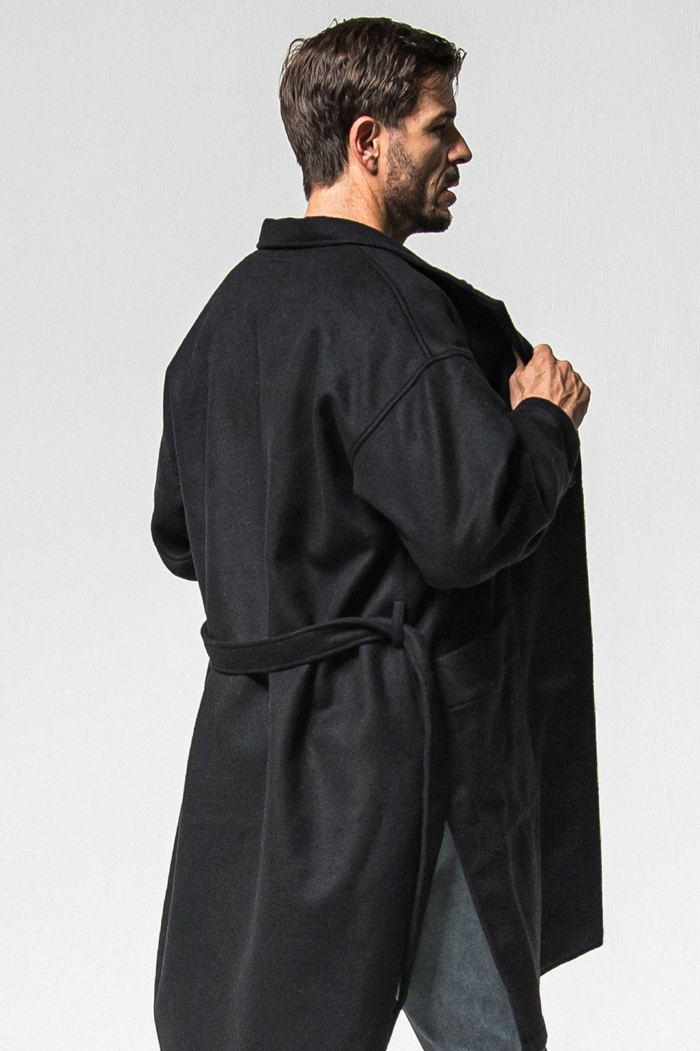GOWN OVER COAT / ウール オーバー サイズ ガウンコート (ブラック) (11月上旬入荷予定) ※オーダー締切：9月1日(月)18:00