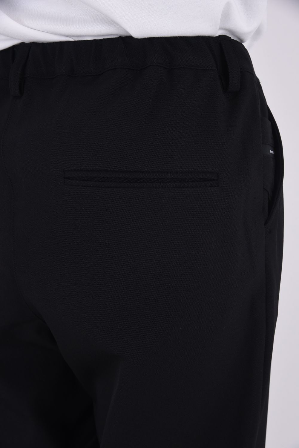 PAT WIDE EASY PANTS / オックス生地 ワイドテーパード イージースラックス ブラック