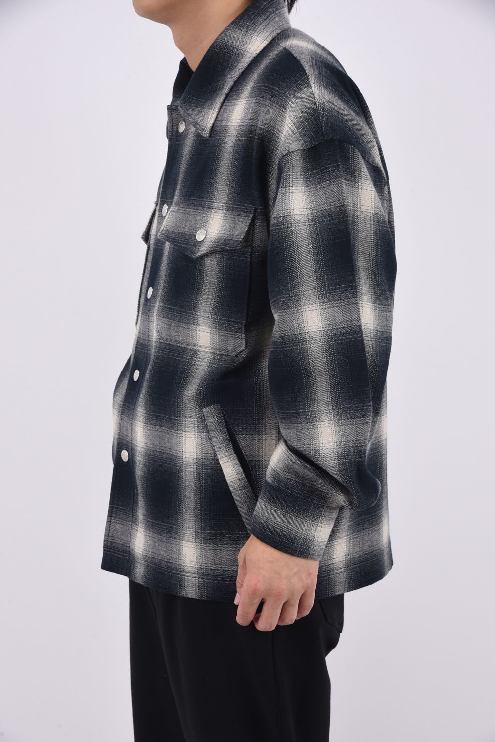 FLANNEL CHECK JK / フランネル チェック ジャケット (ブラック)