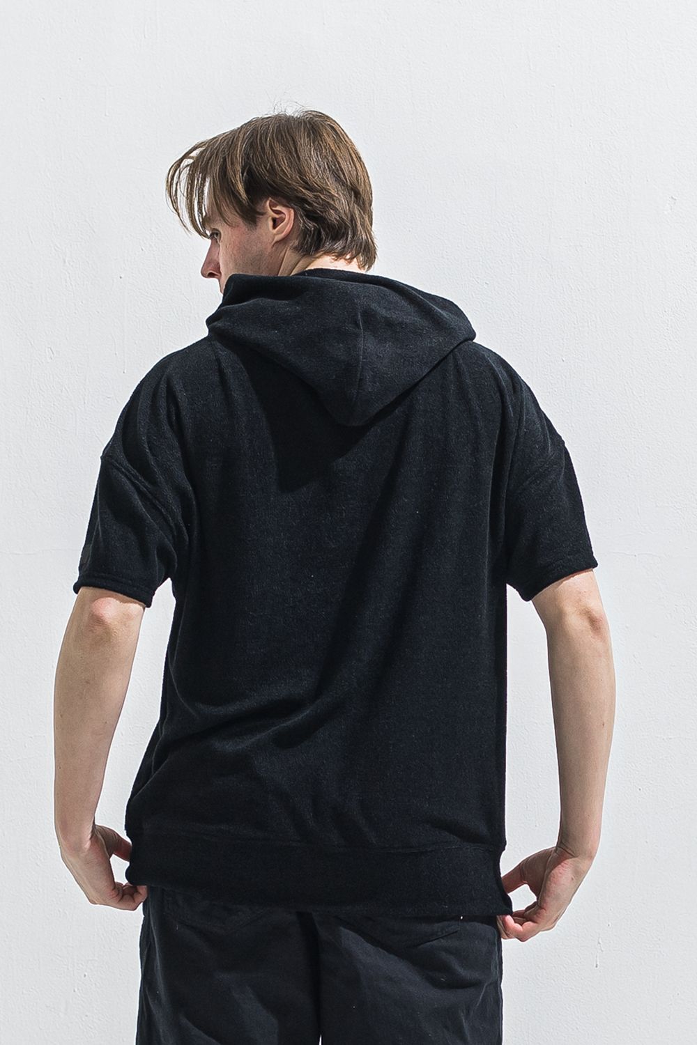 PILE HALF HOODIE / オーバーサイズ パイルフーディー （ブラック） (5月中旬入荷予定) ※オーダー締切2月15日(日)18時