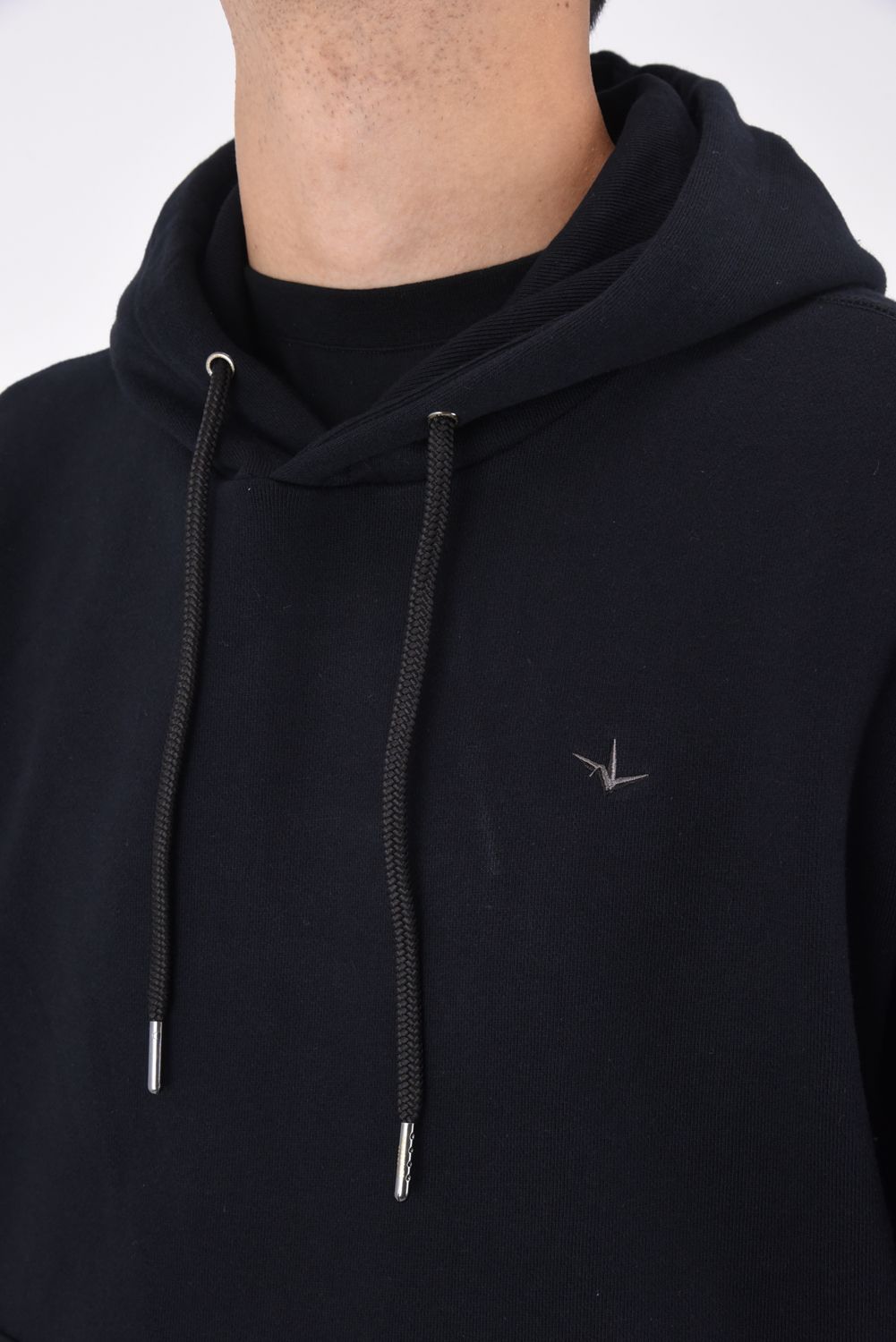 1PIU CIRCLE LOGO PULL HOODIE / 1PIUサークルロゴ ラインストーン プルオーバーフーディー ブラック