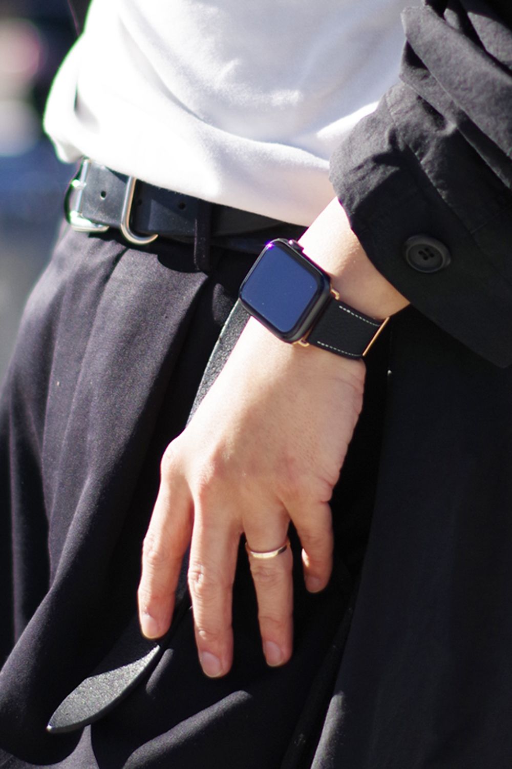 Apple Watch Leather Band / Apple Watchレザーバンド ブラック / ピンクゴールド