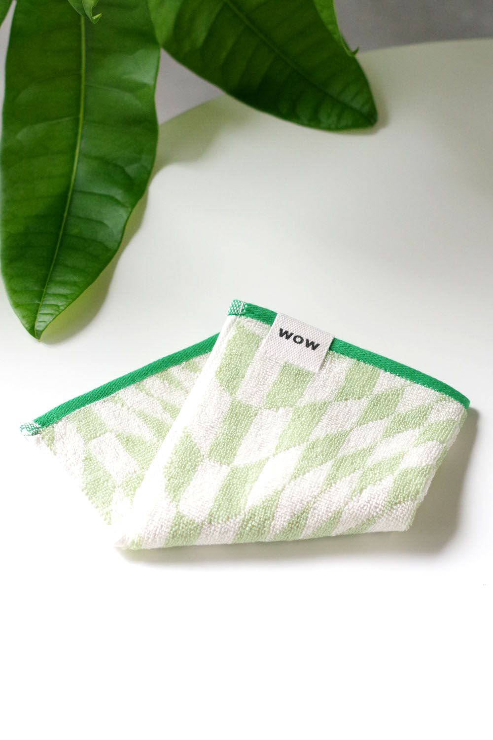 Check Hand Towel / シルク混 チェック ハンドタオル (グリーン)