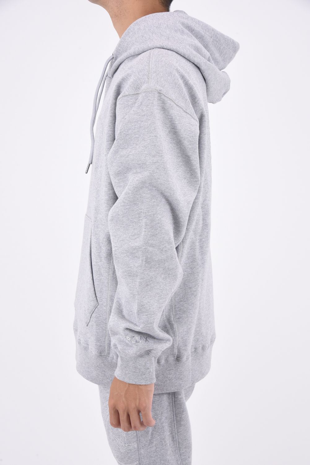 1PIU CIRCLE LOGO PULL HOODIE / 1PIUサークルロゴ ラインストーン プルオーバーフーディー トップグレー